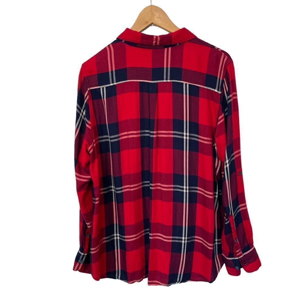 Woolrich Rayon Red Festive Plaid‎ Print Button Down Blouse, XL - Picture 2 of 9